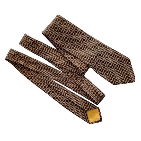 Christian Dior vintage retro 100% silk geometric square slim tie necktie 3” w - Picture 3 of 5